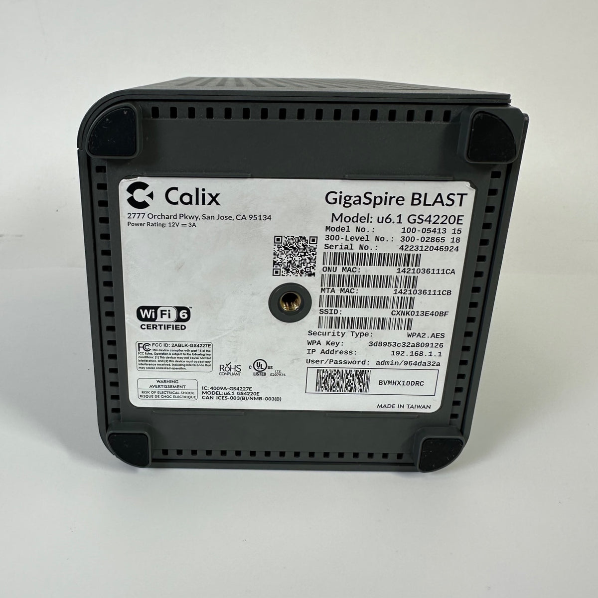 Gs4220 Router Calix GigaSpire Blast Dual Band WiFi 6 GS4220E Wireless Router ...